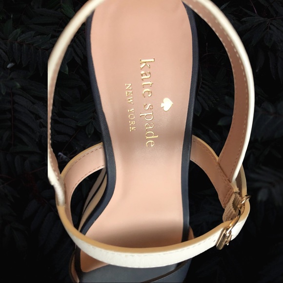 ๐ปAuthentic Kate โ ๏ธ Spade NY Navy & White Leather Platform Sandal Sz. 8B EU 38.5 - Picture 11 of 13